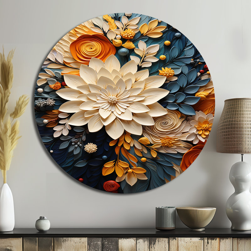 Gerena - Décoration murale abstraite ronde en métal, H 36 po x l 36 po