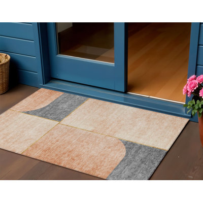 Tapis intérieur gris lavable abstrait 3 pi x 5 pi