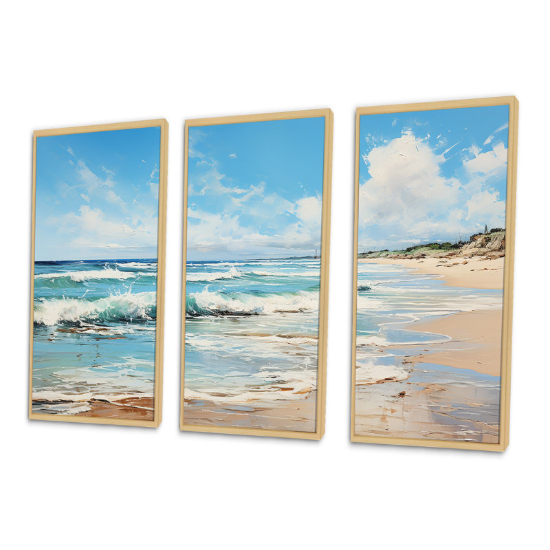 «Abstract Soft Tone Beach Horizons», ensemble d'art sur toile de plage, Cadre naturel flottant, H 40 po x l 60 po x P 1 po