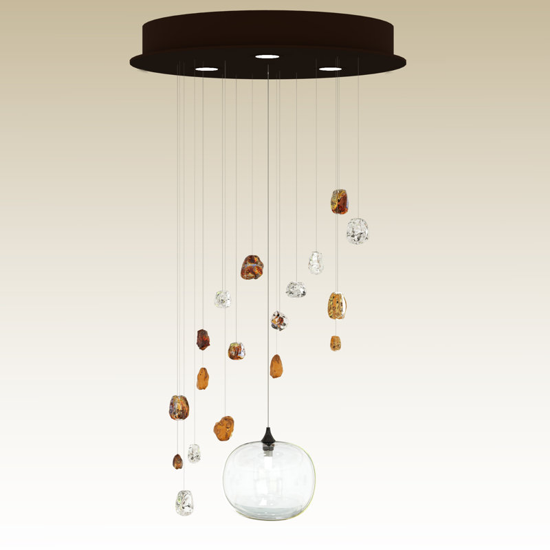 Luminaire suspendu grappe 4 lumières Capri, Noir, Ambre