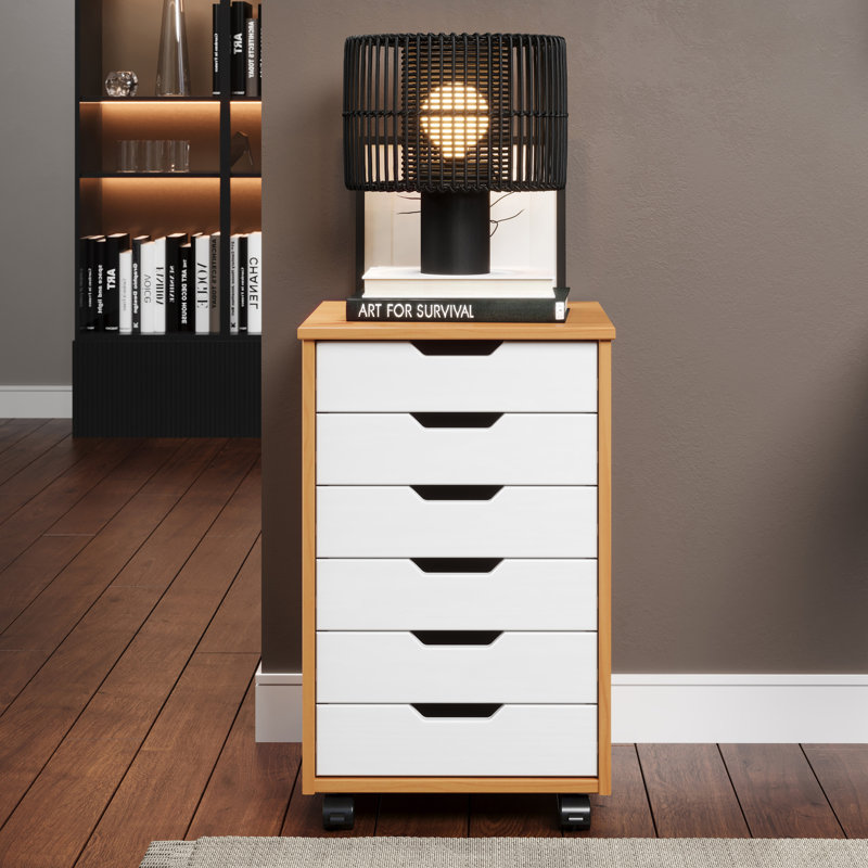 Kerrell 6 Drawer Storage Chest, White/Brown