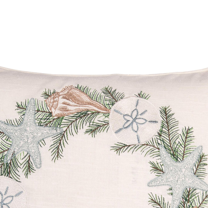 18" x 18" Shell Wreath Throw Pillow