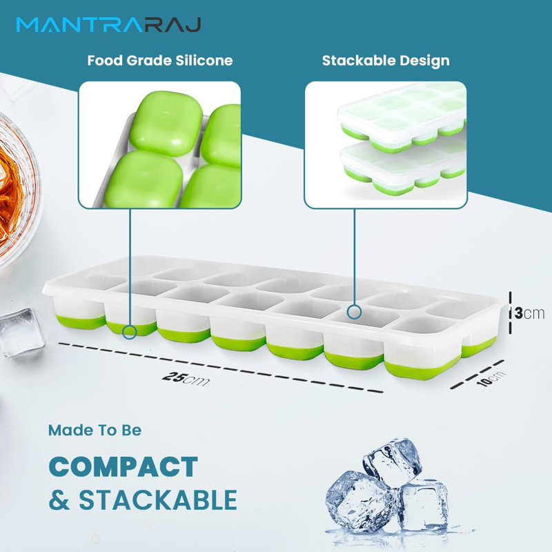 Mantraraj Silicone Ice Cube Trays 9 Pack With Non-spill Removable Lids And Ice Tong Easy To Remove Ice Cube Tray