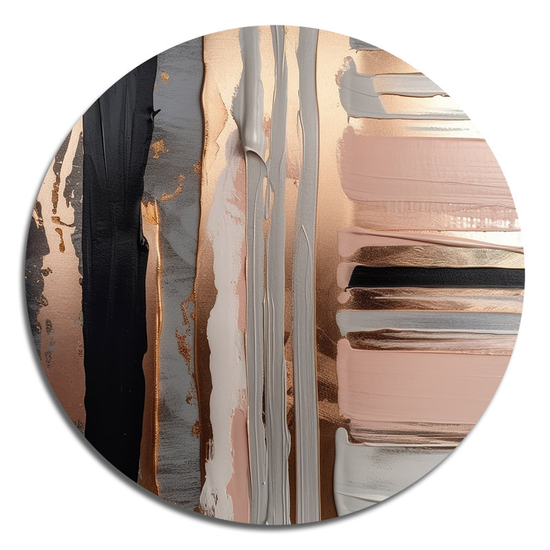 Or rose et formes roses en art contemporain abstrait I, H 29 po x l 29 po