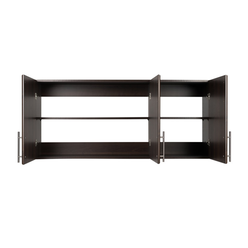 Armoire de garage murale de 54 po, armoire de rangement, armoire de salle de bain, armoire de cuisine avec 2 tablettes réglables Watse, P 12 po x l 54 po x H 24 po, espresso