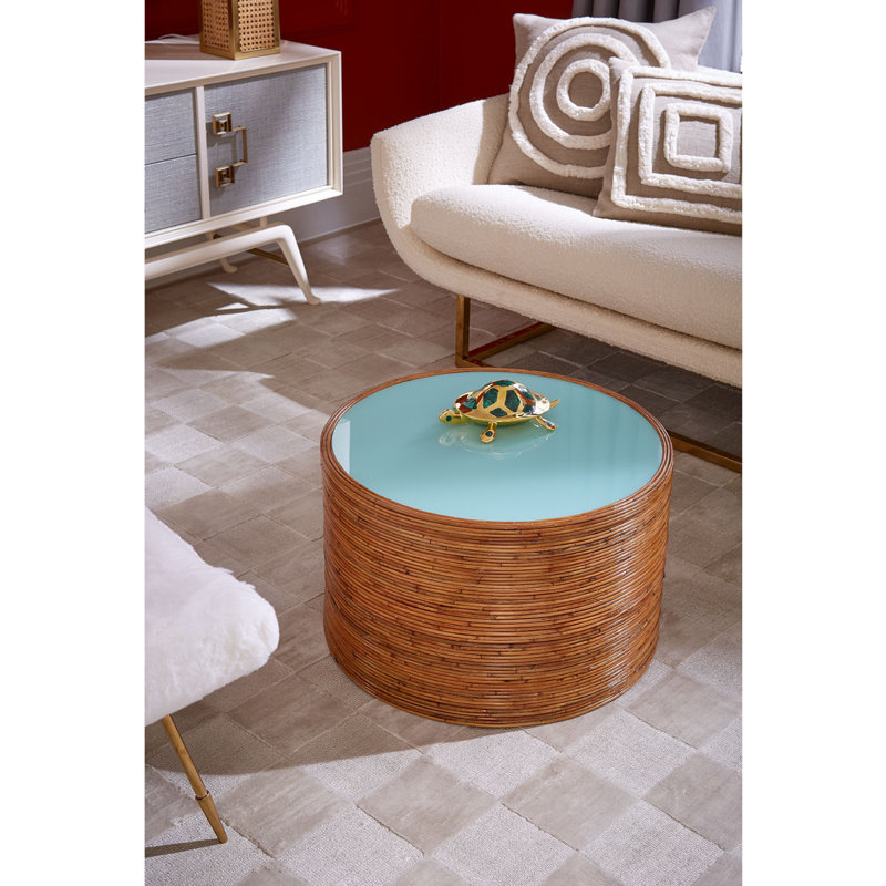 Riviera Cocktail Table, Black Painted Celadon, 15" H x 24" L x 24" W