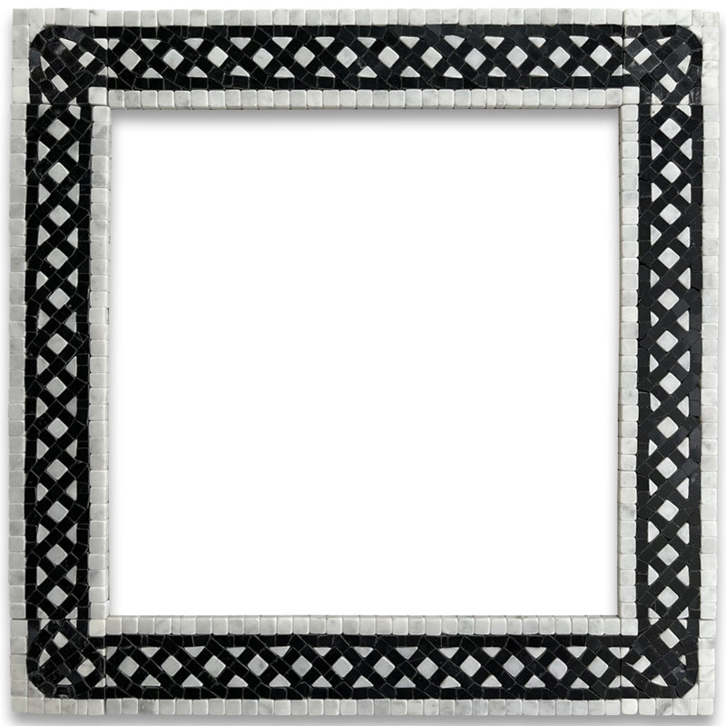 Carreau décoratif en marbre 2,25 "x 12" noir / blanc