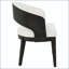 Chaise avec accoudoirs à dossier demi-tonneau bruni et tissu crème