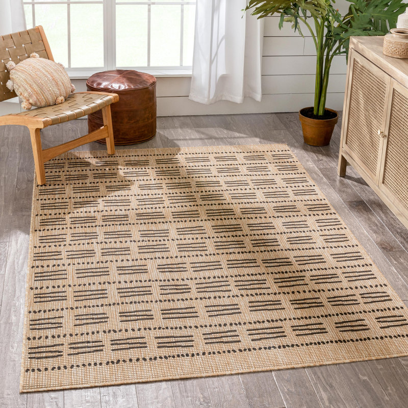 Milo Outdoor & Indoor Flatweave Beige/Brown Rug, Rectangle 160 x 220cm
