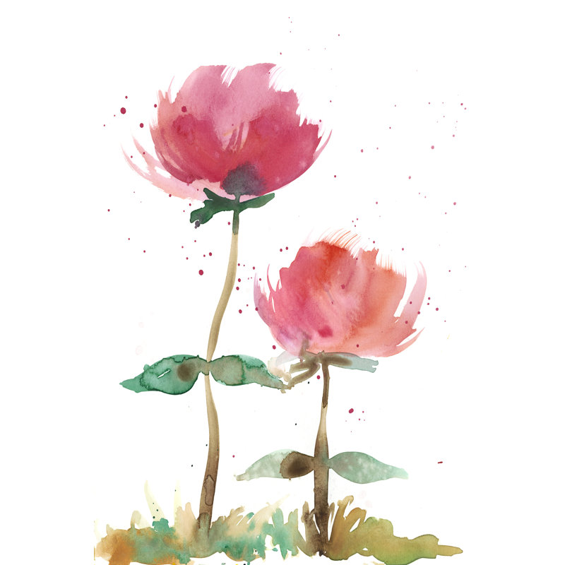 Pink Fleurs I by Alicia Ludwig - Wrapped Canvas Painting, 46cm H x 30cm W