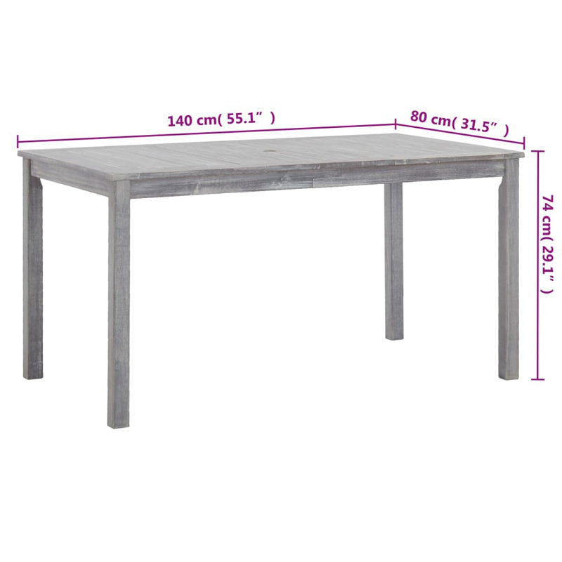 Edythe 4 - Person Acacia Patio Dining Set with Rectangular Table, Grey