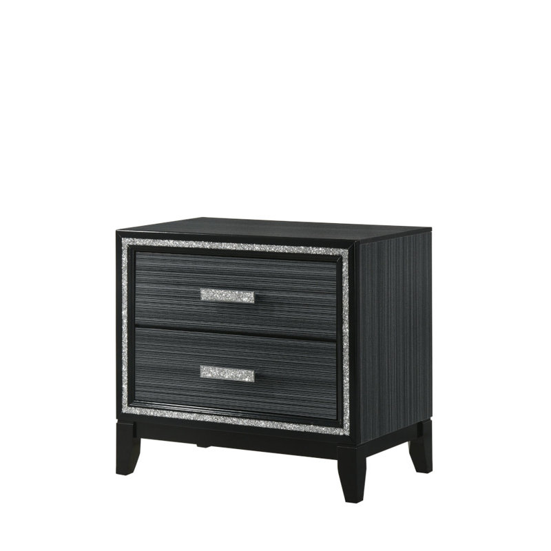 Table de chevet traditionnelle avec finition noire patinée