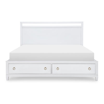 Summerland Queen Size Pure White Poplar Solids Panel Bed with Storage