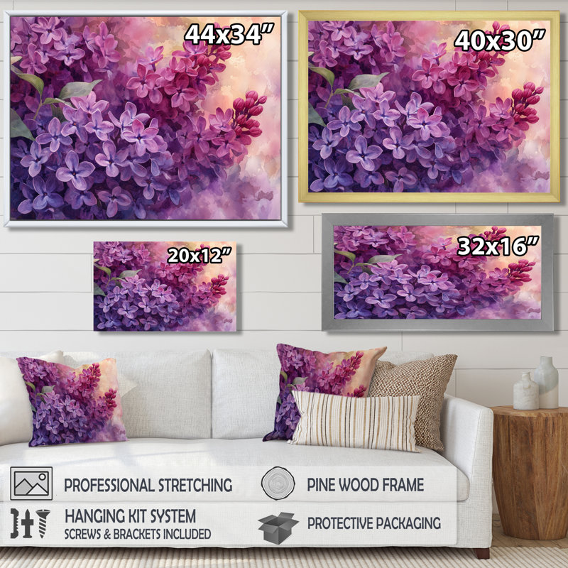 Insignes lilas dans le jardin, réalisme II - lilas, art mural, Reproduction encadrée d'une seule photo, Argent argent