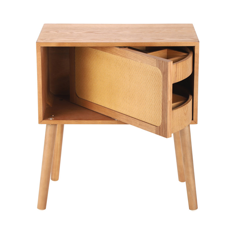 Rotating Hidden Compartment Nightstands, Natural