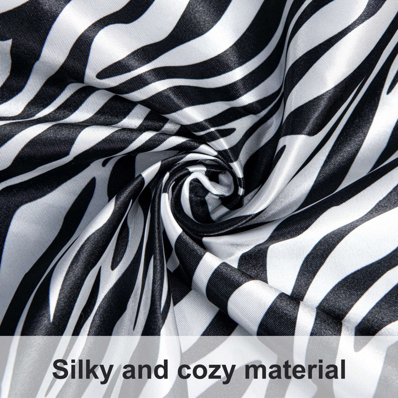 2 Pack Satin Marble Print Pillowcases, Twin Pillow Case with 2 Pillowcases, Black/White Zabra