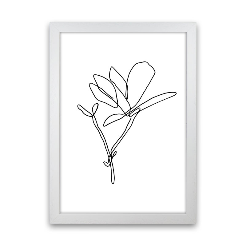 Japanese Magnolia - Print on Canvas, White Frame, 34cm H x 25cm W x 3cm D