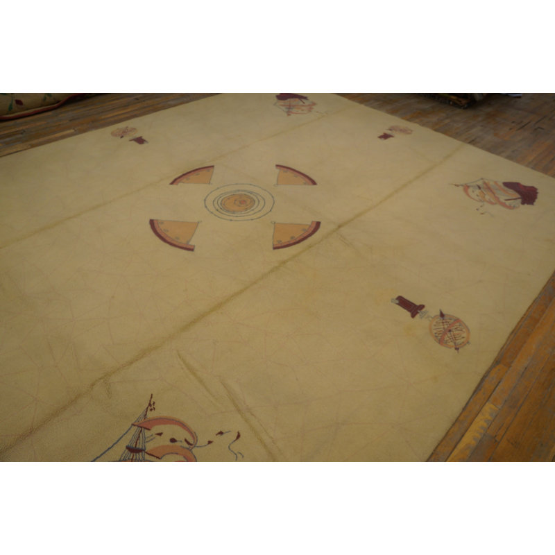 Vintage Geometric Medallion Hooked - Loop Pile Rug