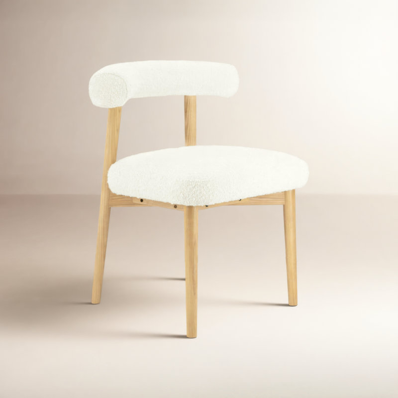 Kason 18.5'' H Upholstered Ash Side Chair, White, Natural