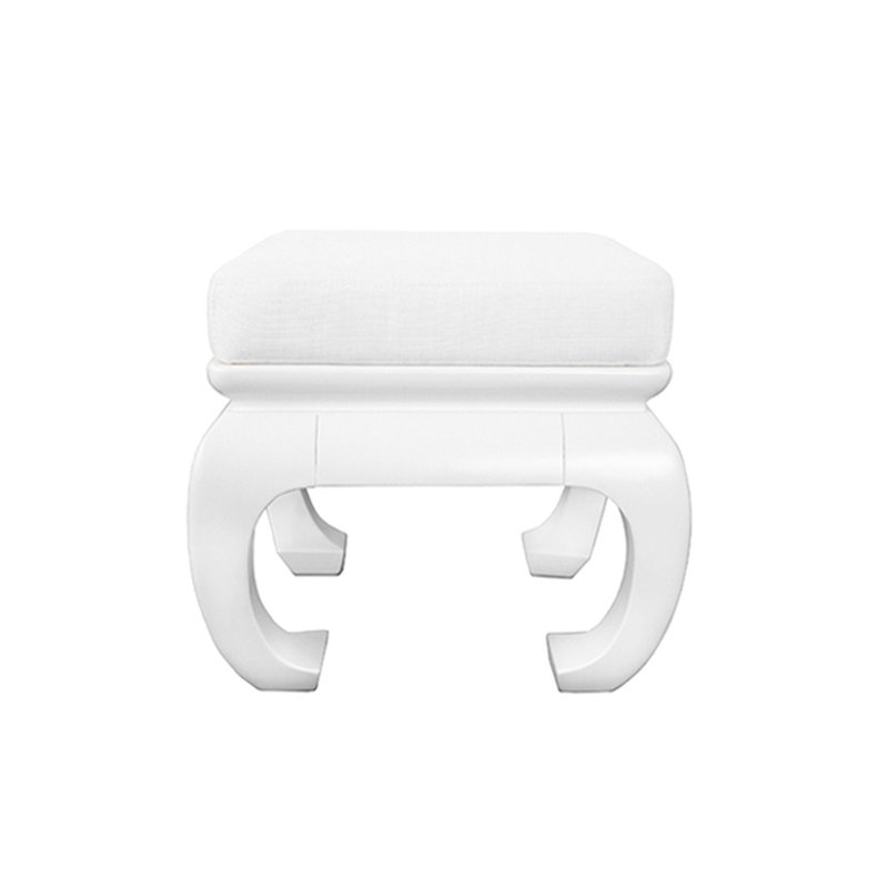 Claudia Linen Stool, Matte White