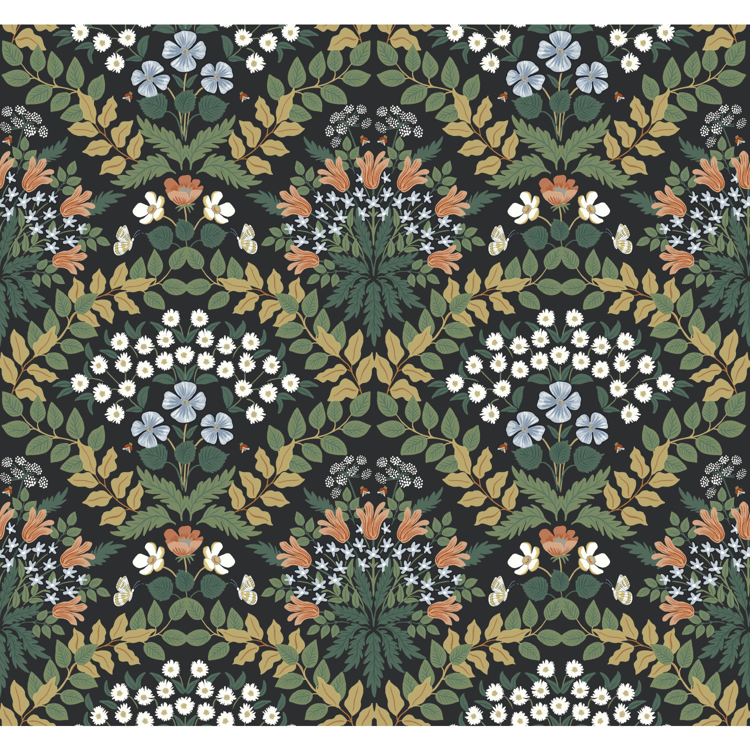 Bramble Wallpaper Double Roll, Black/Green