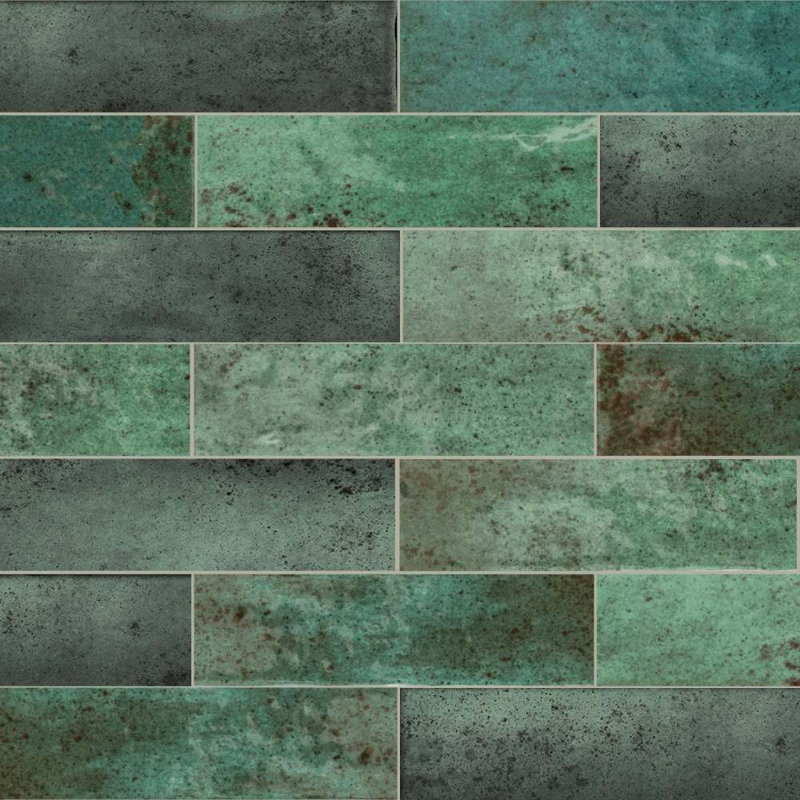Ibiza 2" x 10" Ceramic Brick Look Subway Wall & Floor Tile, Green