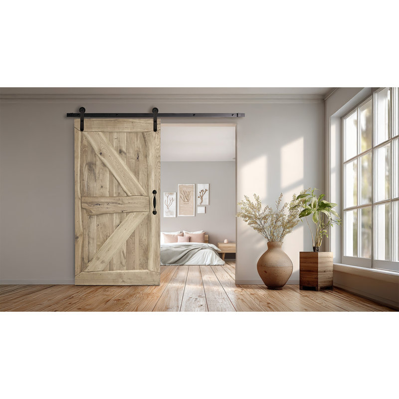 Foresta Solid Barn Door Prefinished, Untreated Wood, 100cm x 210cm
