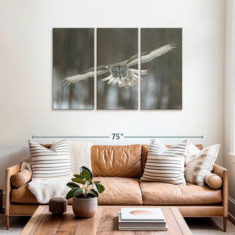 Flying Great Gray Owl, 36" H x 57" W