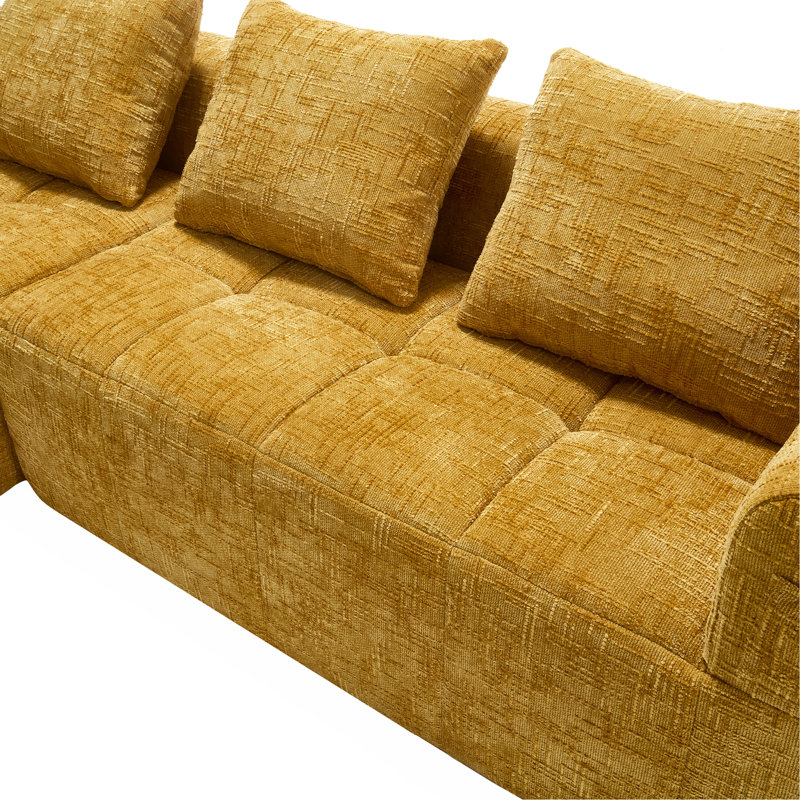Canapé modulaire 2 pièces sans cadre, Jaune
