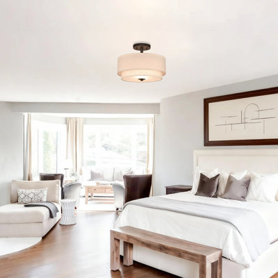 Finition bronze foncé à 2 lumières près du plafond Farmhouse pour entrée de chambre à coucher et salon