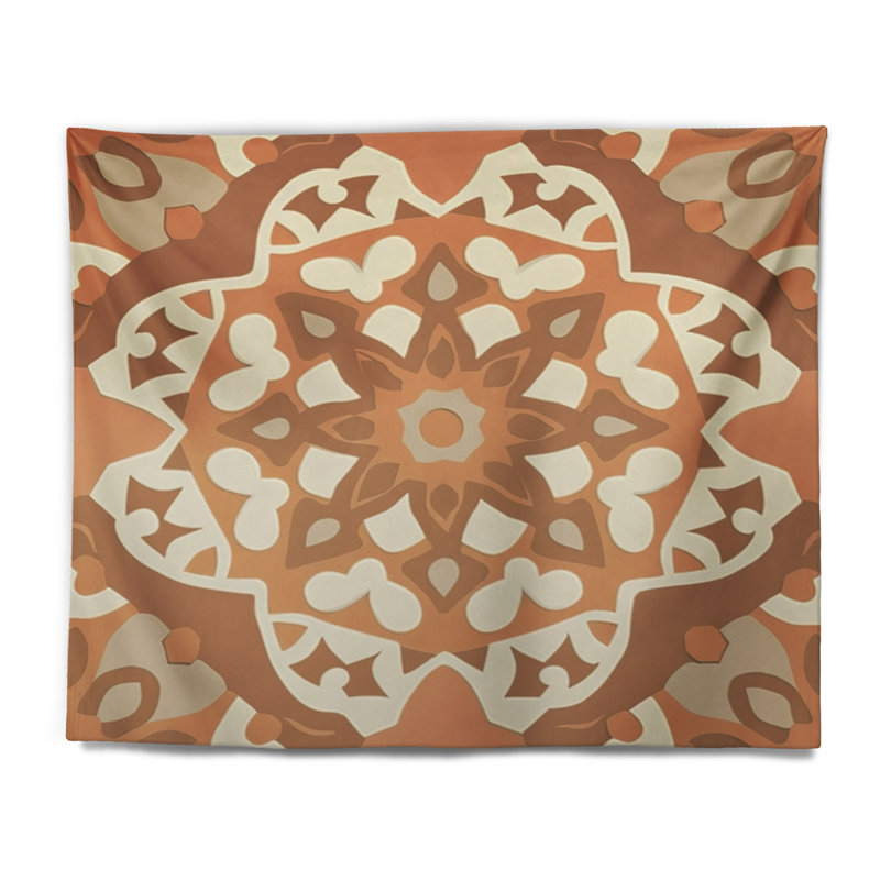Tapisserie marocaine en polyester dans les tons de terre III, H 32 po x l 39 po