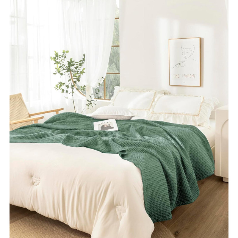 Machine Tufted Throw Blanket, 200cm x 150cm, Green