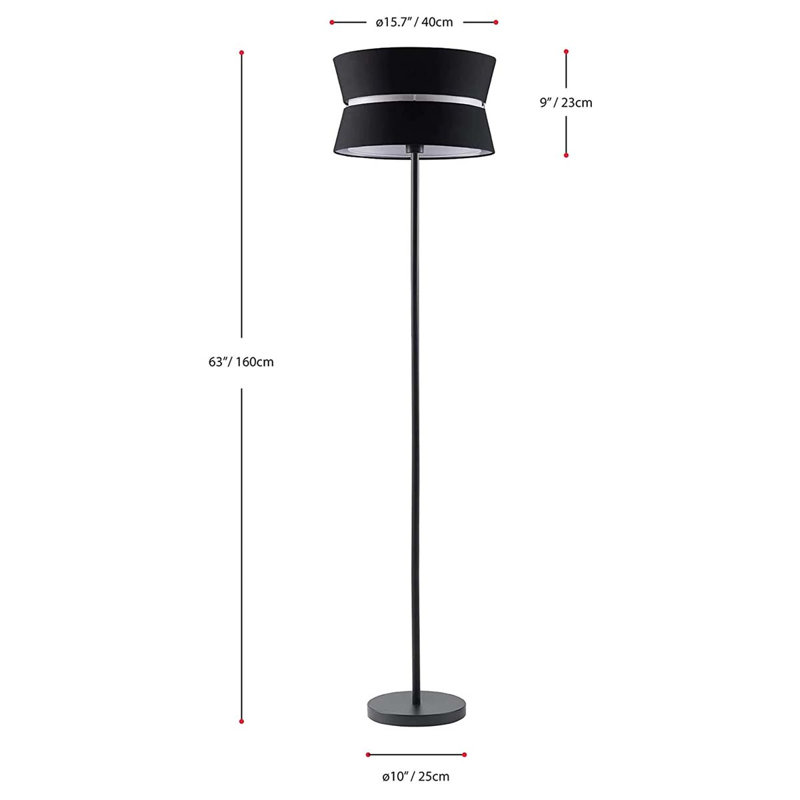 Breeann 160cm Satin Black Paint Traditional Floor Lamp