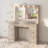 Boahaus Eve Makeup Vanity in Greige with LED Lights, Glass Top, 7 Drawers and USB (Type A & C)-104338766