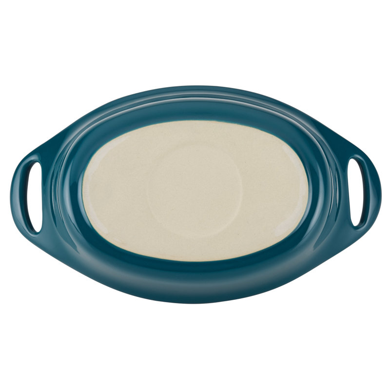 Rachael Ray Ceramics Oval Au Gratin Baker Set, Teal