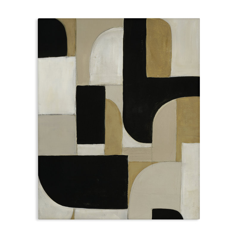 Toile noire et formes neutres, design par Kippi Leonard, H 30 po x l 24 po