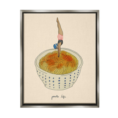 «Swimmer With Pasta Bowl Floater Frame» par Victoria Barnes sur toile