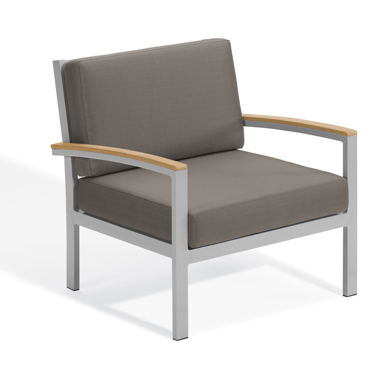 Travira Cushion Lounge Chair, Stone, Tekwood Natural