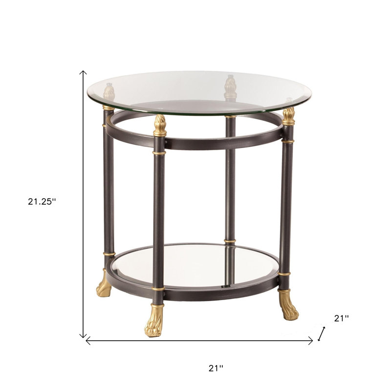 Dingle 21" Gray Glass Round End Table