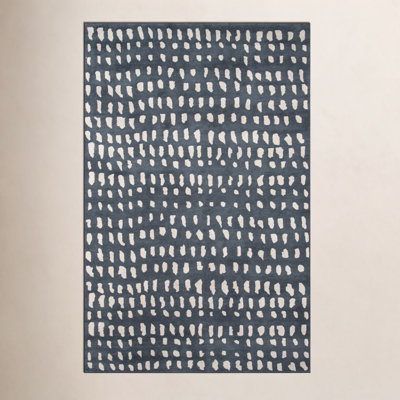 Glory Dark Blue Ivory Hand-Tufted Wool Rug