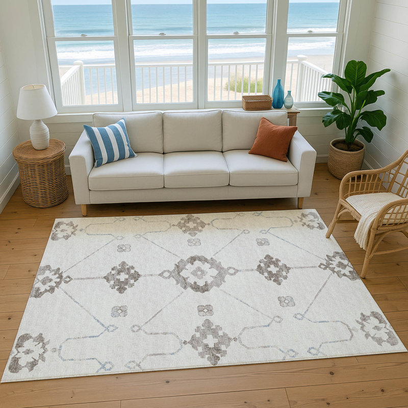 Tapis taupe AMF122 Taquoia lavable à la machine de qualité supérieure, Rectangle de 10 pi x 14 pi