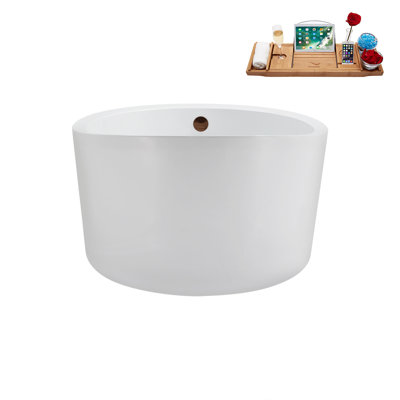 Baignoire de trempage autoportante 43 "avec drain et plateau en bambou Streamline