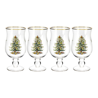 Spode Christmas Tree Tulip Glasses 17 Oz