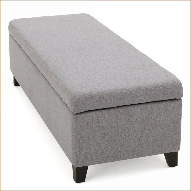Repose-pieds avec rangement, gris clair moderne élégant de 50,75 po de largeur | Structure en bois | Gris clair