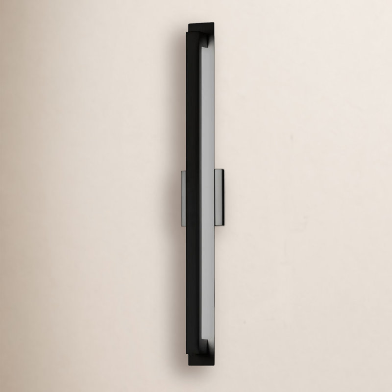 Applique murale d'extérieur intégrée à DEL H 36 po Gela, Noir mat, H 36 po