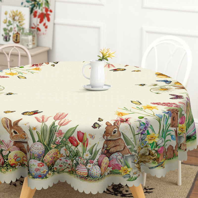 Nappe en lapin de Pâques, Rond 59,8 po