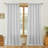 Semi Sheer Rod Pocket Curtain Panel with Tassel Fringe – Faux Linen Textured, Light Filtering, 1 Panel-509945929-509945926