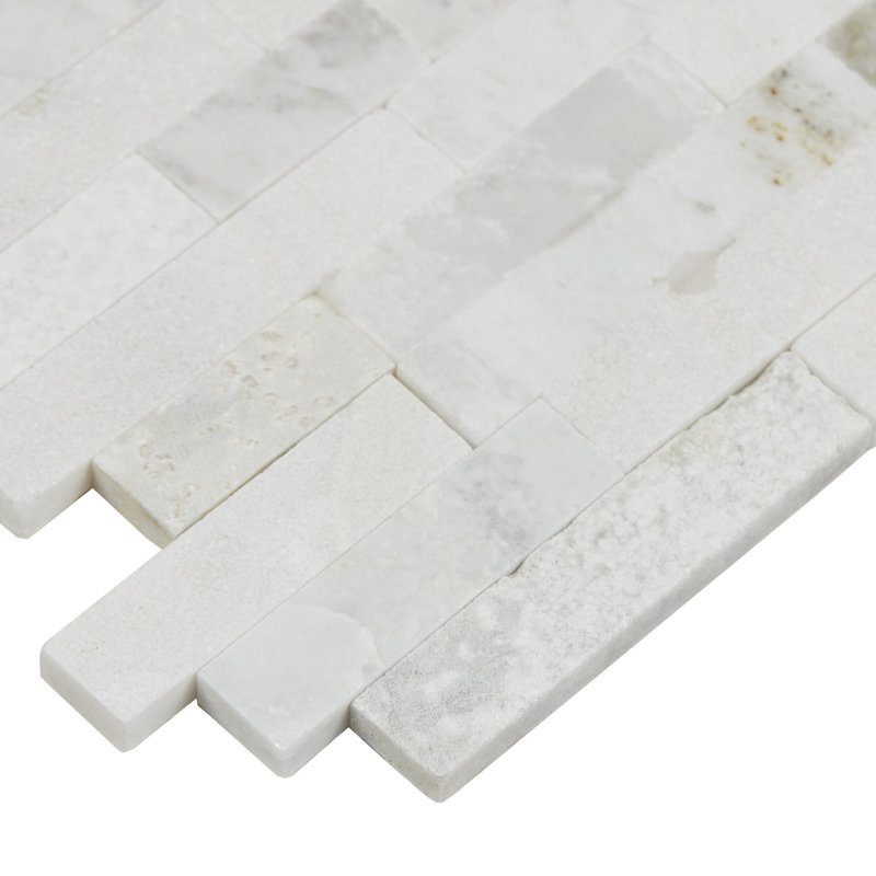 Minute Mosaix Marble Linear Mosaic Wall Tile, Daphne White
