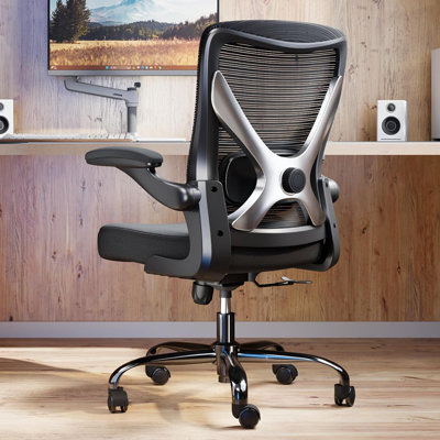 Chaise - Chaise de bureau d'ordinateur en forme de X confortable, chaise de jeu, chaise de bureau avec support lombaire, chaises de bureau en filet, chaise de bureau pour de longues heures (noir argenté)
