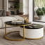 Table basse gigogne ronde moderne avec cannelure en noir et or de 31,5 po